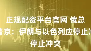 正规配资平台官网 俄总统普京：伊朗与以色列应停止冲突